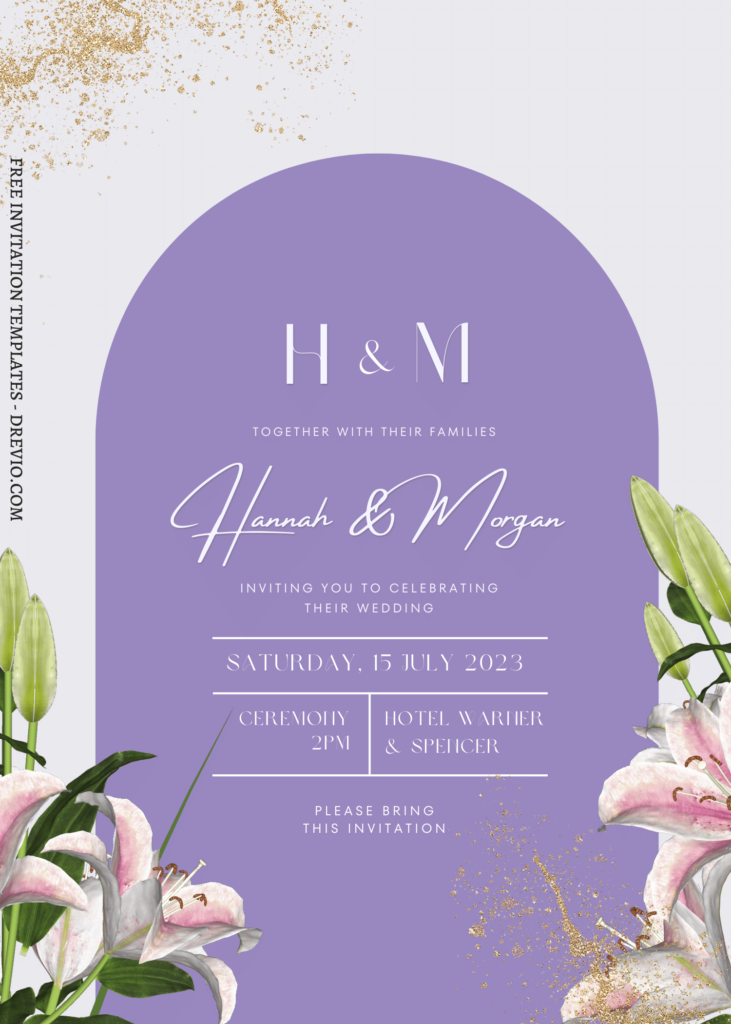 (Free) 7+ Everlasting Love Lily Canva Wedding Invitation Templates with aesthetic flower border
