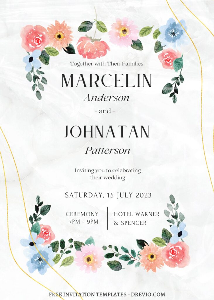 FREE PRINTABLE - 7+ Layered Floral Canva Nuptials Invitation Templates with rose