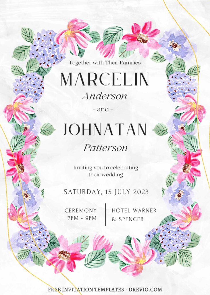 FREE PRINTABLE - 7+ Layered Floral Canva Nuptials Invitation Templates with editable text