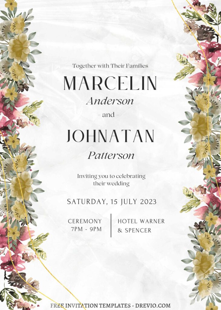 FREE PRINTABLE - 7+ Layered Floral Canva Nuptials Invitation Templates with elegant typefaces