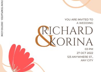 (Free) 7+ Beautiful Asymmetrical Memphis Floral Canva Wedding Invitation Templates with unique looking shapes