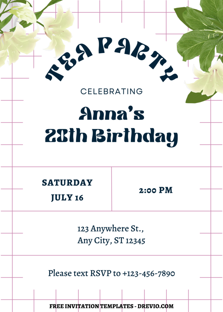 Invitation Template of FREE PRINTABLE - Checkerboard Floral Canva Party Invitation Templates 3