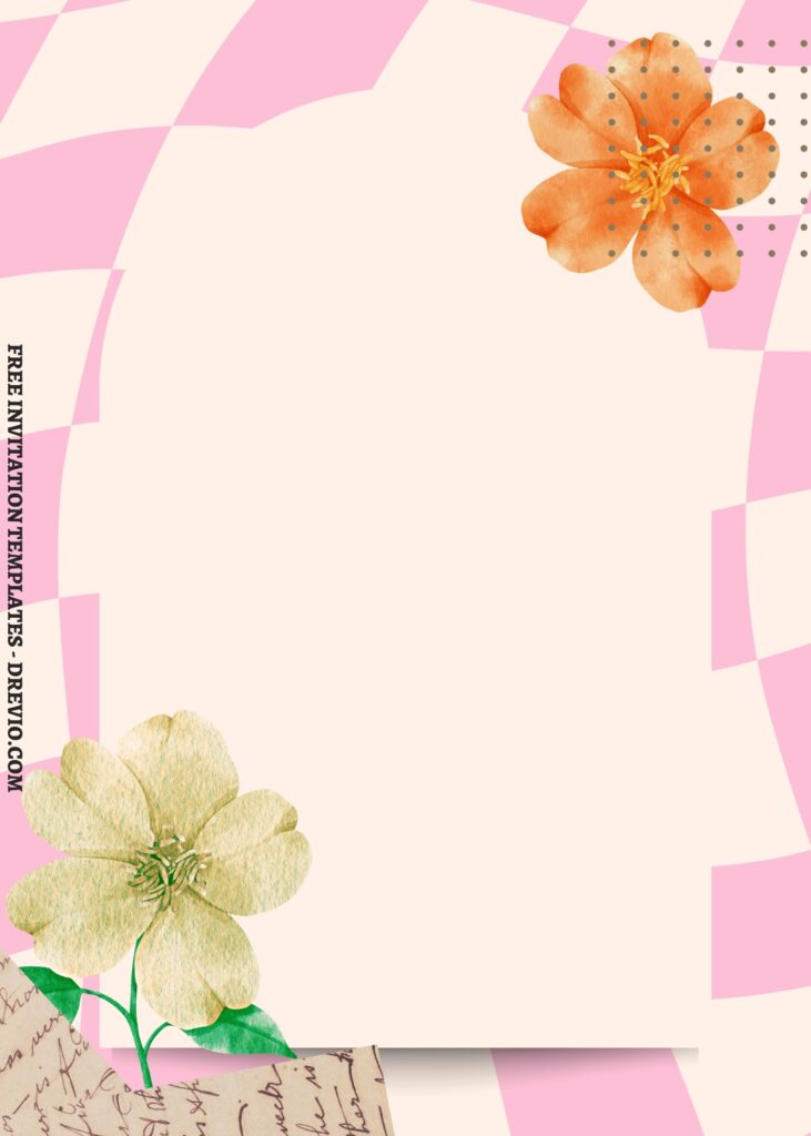 (Free) 7+ Artsy Checker Wash Floral Canva Birthday Invitation Templates with beautiful tulip