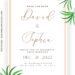 (Free) 7+ Summertime Rustic Romance Canva Birthday Invitation Templates with hand drawn palm leaves