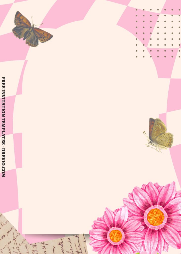 (Free) 7+ Artsy Checker Wash Floral Canva Birthday Invitation Templates with wedding arch text box