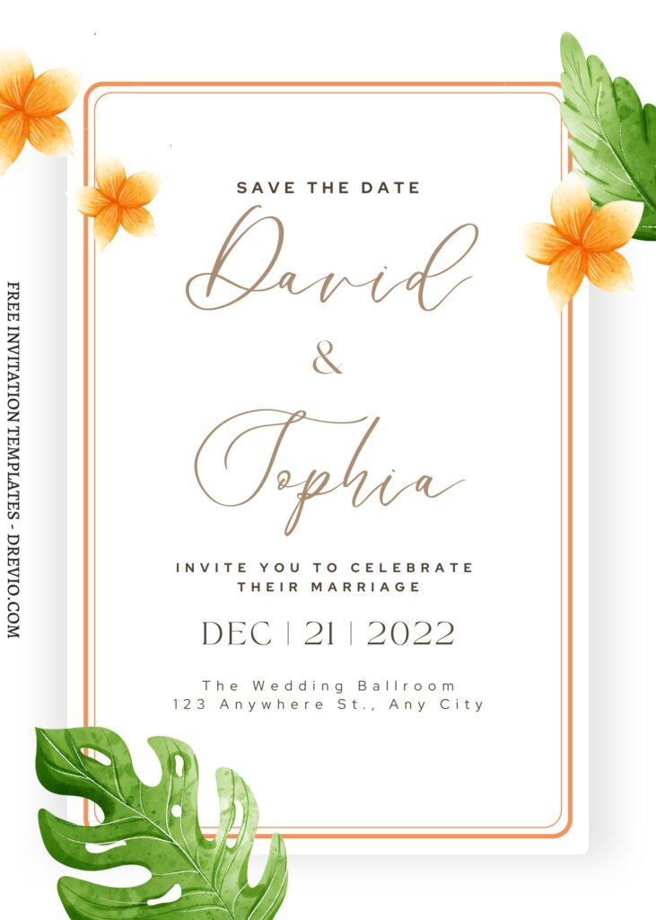 (Free) 7+ Summertime Rustic Romance Canva Birthday Invitation Templates with Philodendron