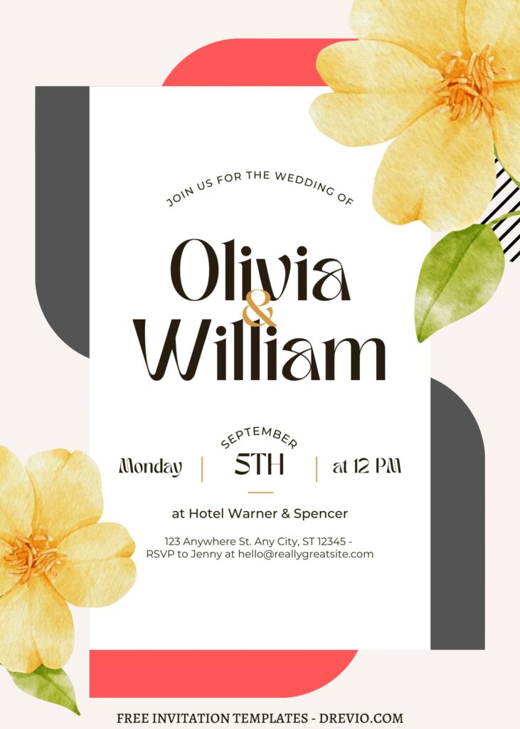 FREE EDITABLE - 8+ Modern Simplicity Canva Wedding Invitation Templates with watercolor flowers