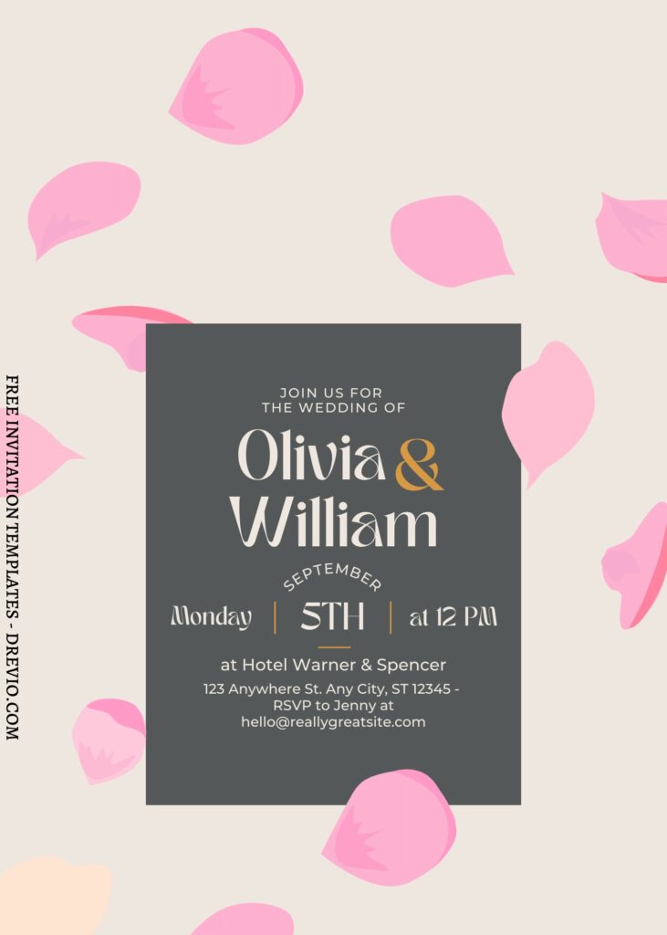 (Free) 8+ Classy Flower Petals Canva Wedding Invitation Templates with editable text