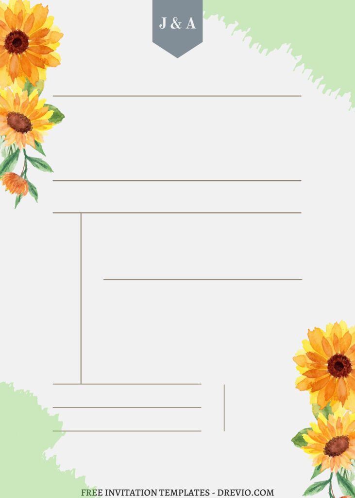 (Free) 8+ Orange Blossoms Canva Wedding Invitation Templates with Autumn Sunflower