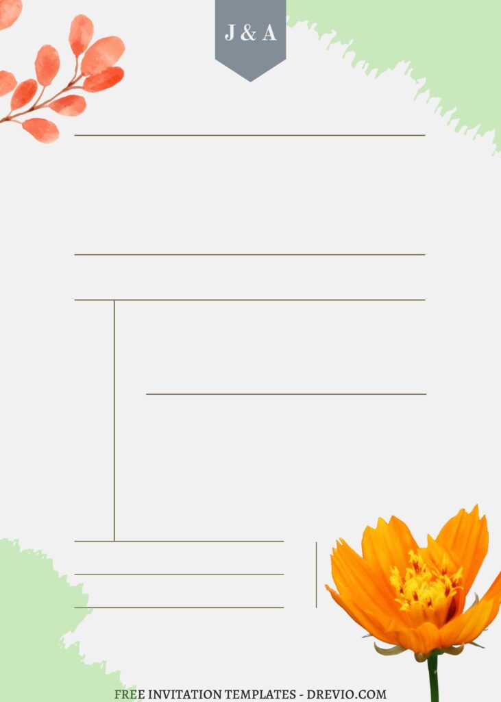 (Free) 8+ Orange Blossoms Canva Wedding Invitation Templates with aesthetic greenery