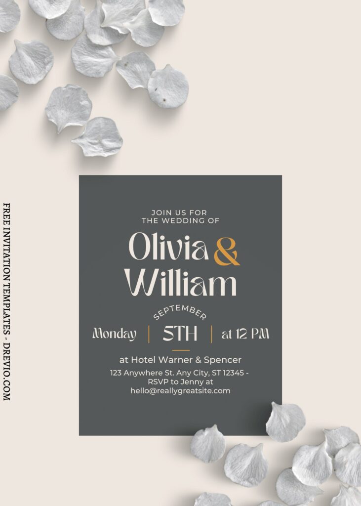 (Free) 8+ Classy Flower Petals Canva Wedding Invitation Templates with elegant typefaces