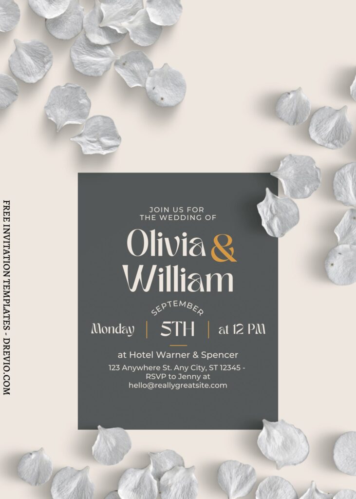 (Free) 8+ Classy Flower Petals Canva Wedding Invitation Templates with portrait design