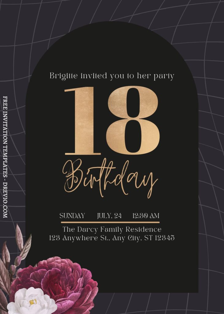(Free) 8+ Refined Garden Canva Birthday Invitation Templates with floral arch