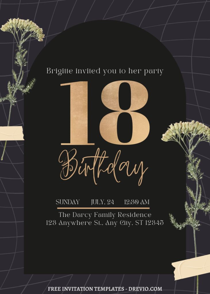 (Free) 8+ Refined Garden Canva Birthday Invitation Templates with watercolor leaves