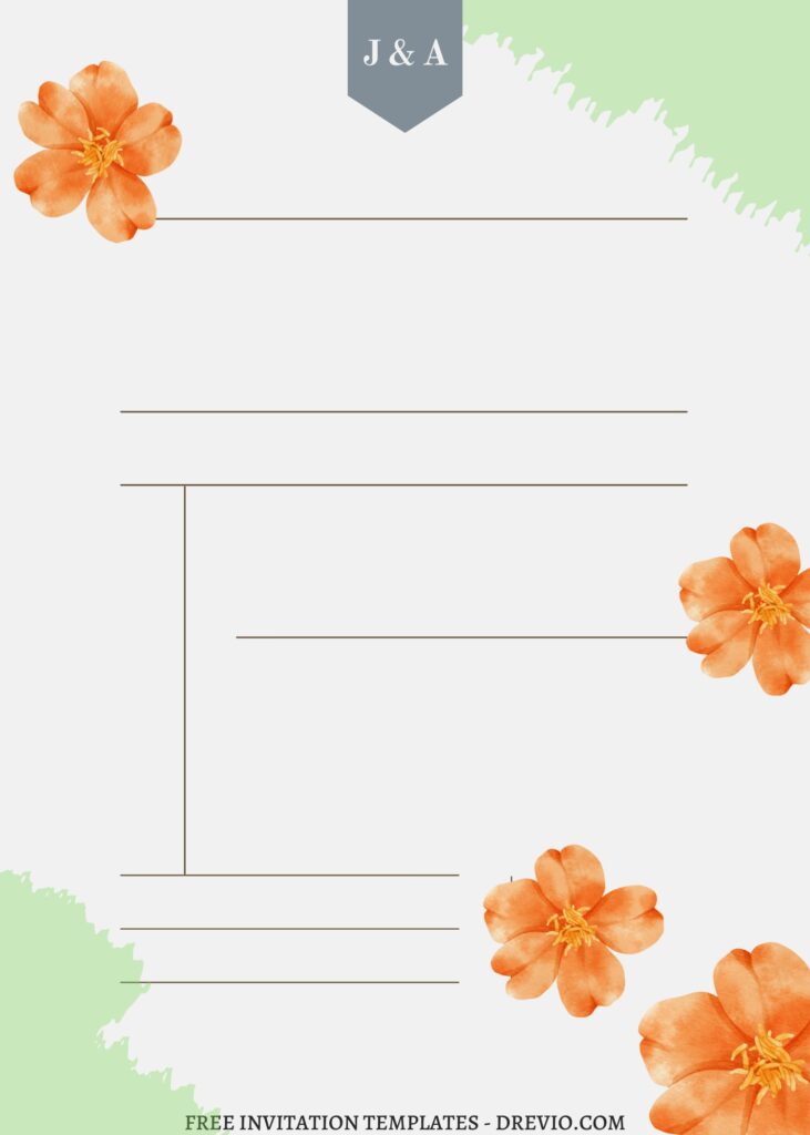 (Free) 8+ Orange Blossoms Canva Wedding Invitation Templates with vintage poppy