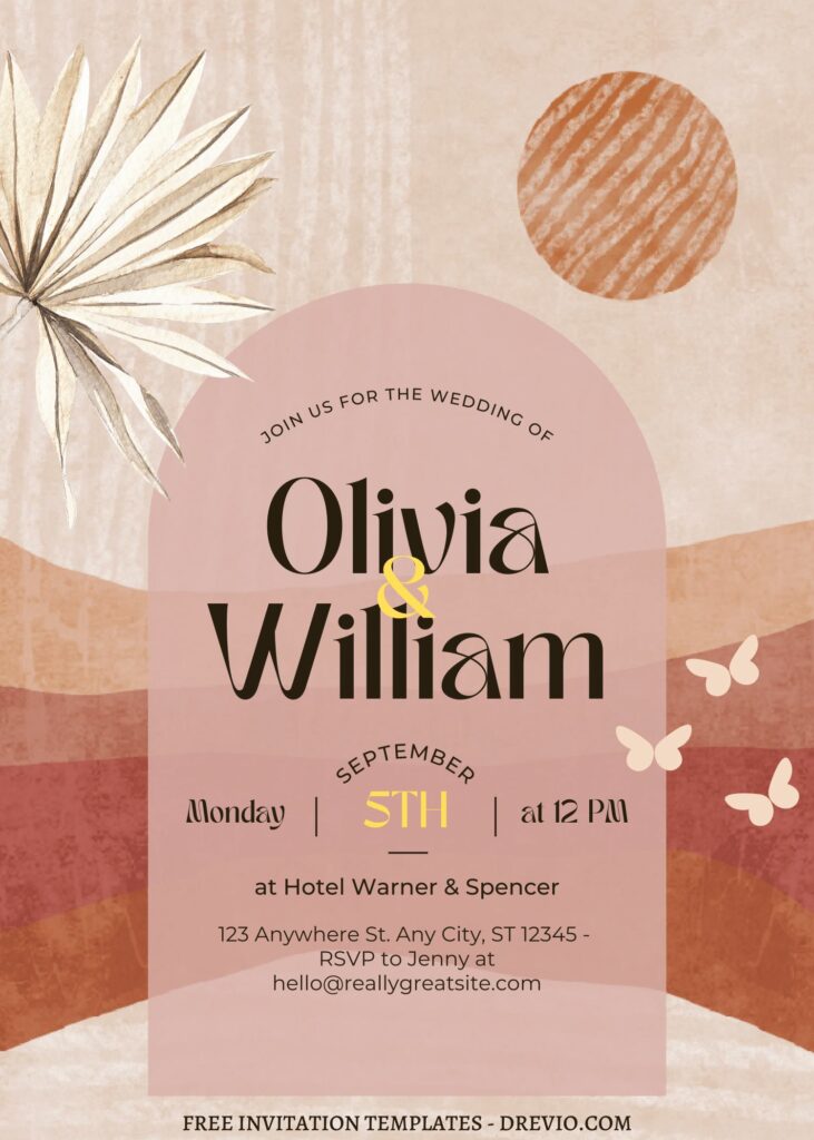 FREE EDITABLE - 10+ Whimsical Bohemian Canva Wedding Invitation Templates with butterfly