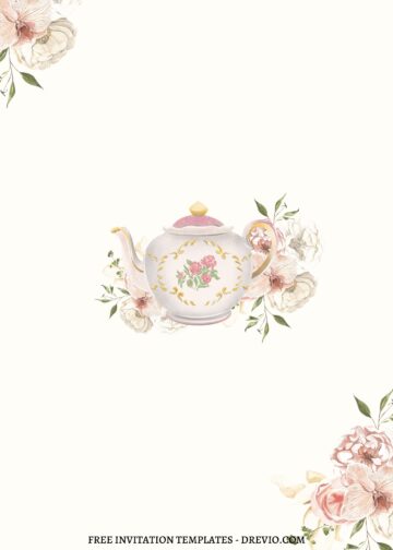 (Free) 8+ Cheery Pink Tea Party Floral Canva Invitation Templates ...