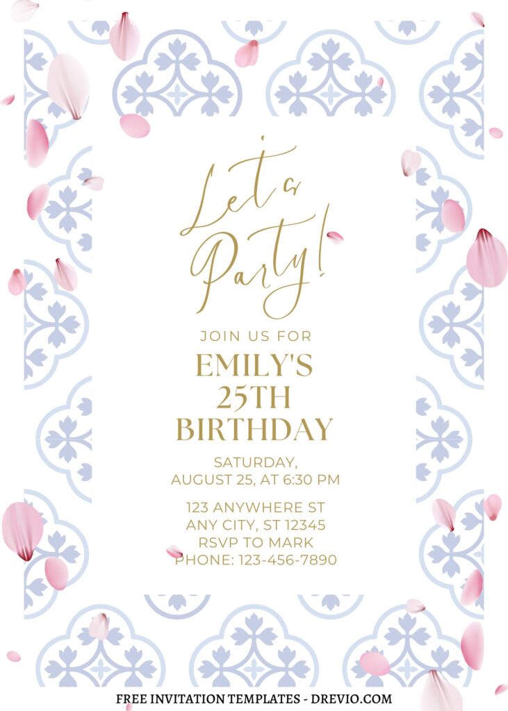 Invitation Template of FREE EDITABLE - 8+ Dreamy Spanish Tile & Floral Canva Invitation Templates 8