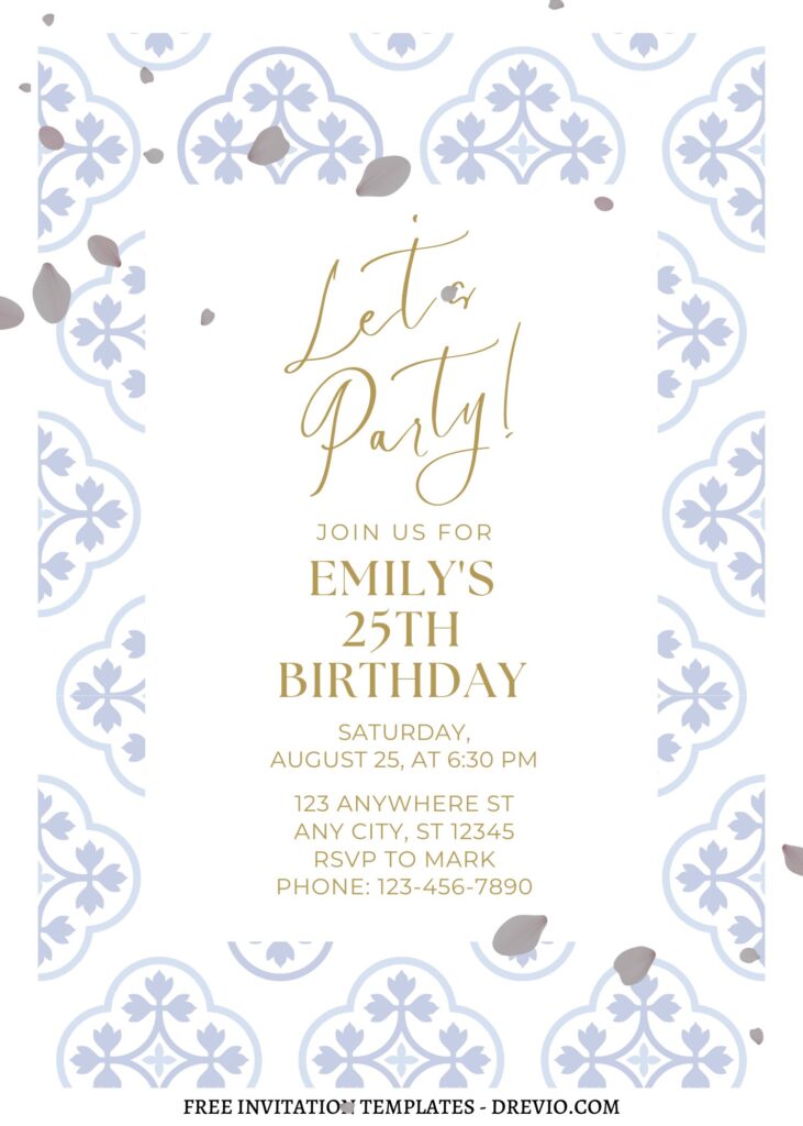 Invitation Template of FREE EDITABLE - 8+ Dreamy Spanish Tile & Floral Canva Invitation Templates 7