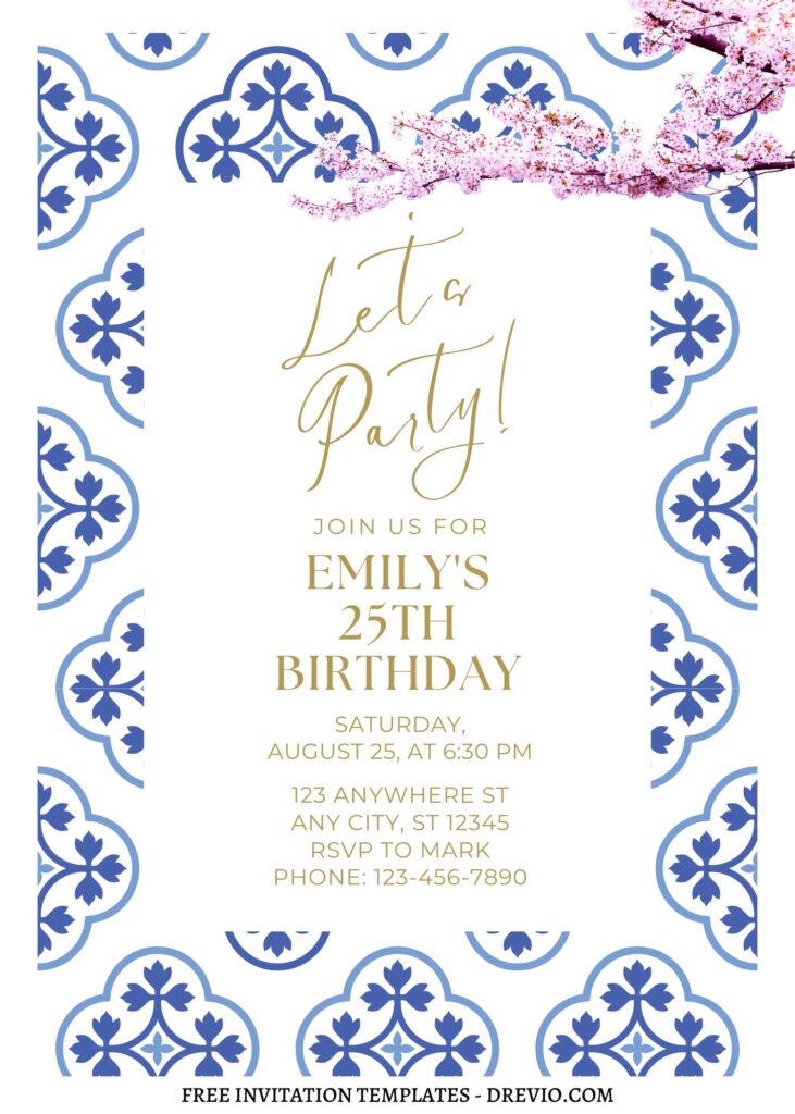 Invitation Template of FREE EDITABLE - 8+ Dreamy Spanish Tile & Floral Canva Invitation Templates 1