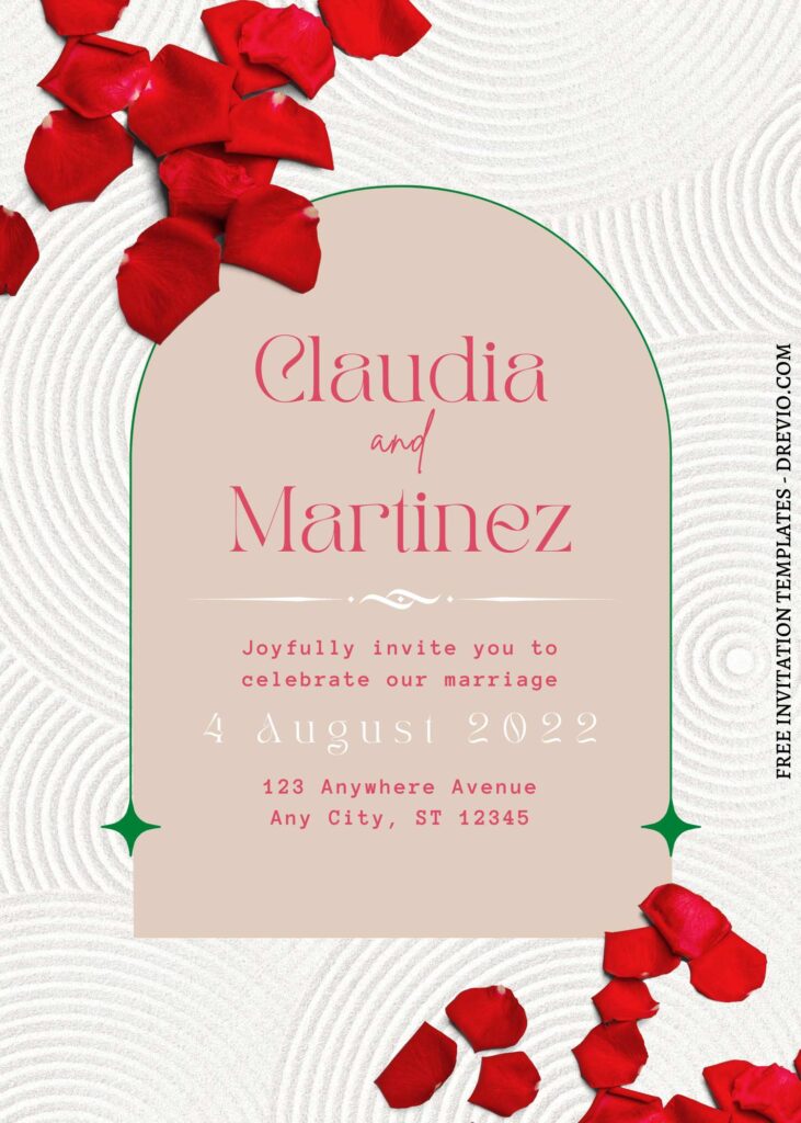 FREE EDITABLE - 9+ Stone Wall Petals Canva Wedding Invitation Templates with rose petals
