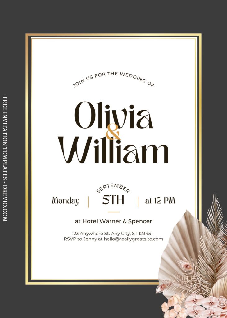 Invitation Template of FREE EDITABLE - 9+ Romantic Boho Canva Nuptials Invitation Templates 4