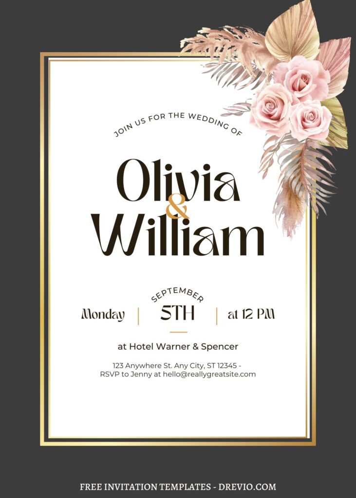 Invitation Template of FREE EDITABLE - 9+ Romantic Boho Canva Nuptials Invitation Templates 2