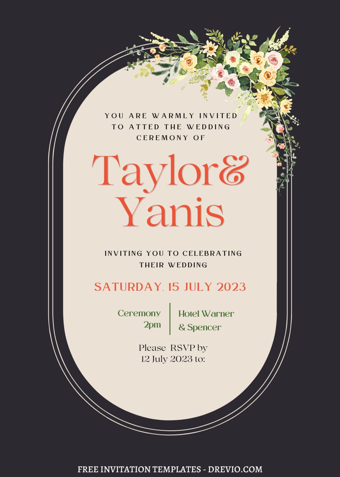 FREE PRINTABLE – 9+ Botanical Arch Canva Wedding Invitation Templates ...