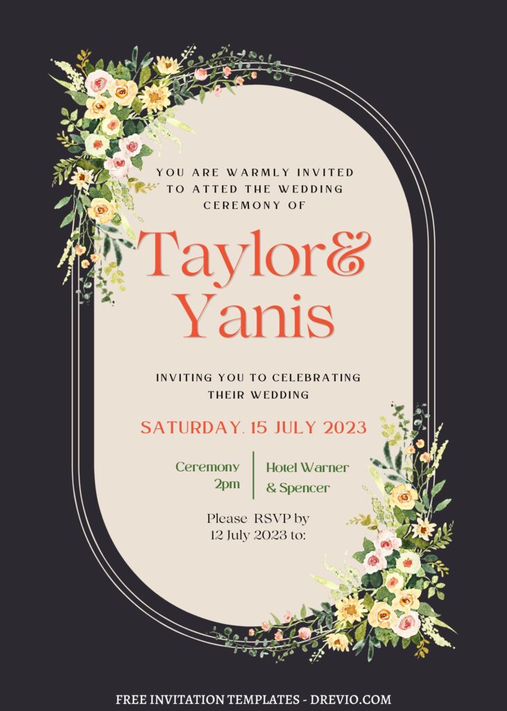 FREE PRINTABLE - 9+ Botanical Arch Canva Wedding Invitation Templates with elegant typefaces