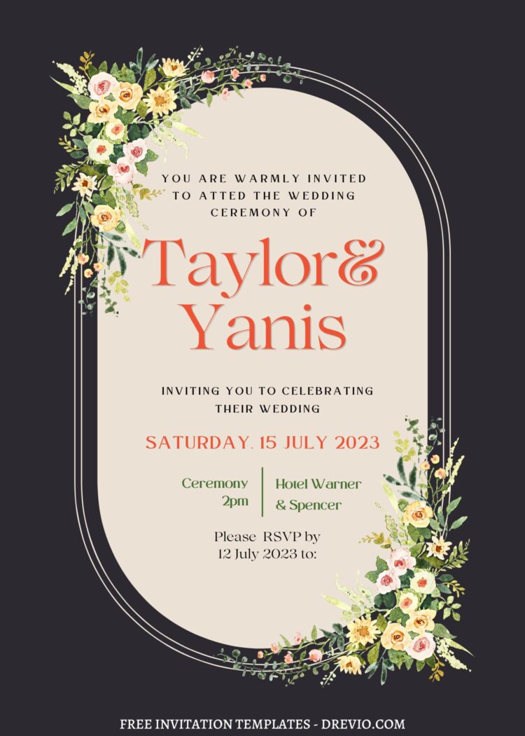 FREE PRINTABLE - 9+ Botanical Arch Canva Wedding Invitation Templates ...