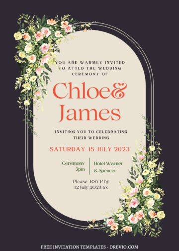 FREE PRINTABLE – 9+ Botanical Arch Canva Wedding Invitation Templates ...