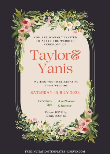 FREE PRINTABLE – 9+ Botanical Arch Canva Wedding Invitation Templates ...