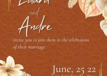 ( Free ) 8+ Brown Tropical Canva Wedding Invitation Templates