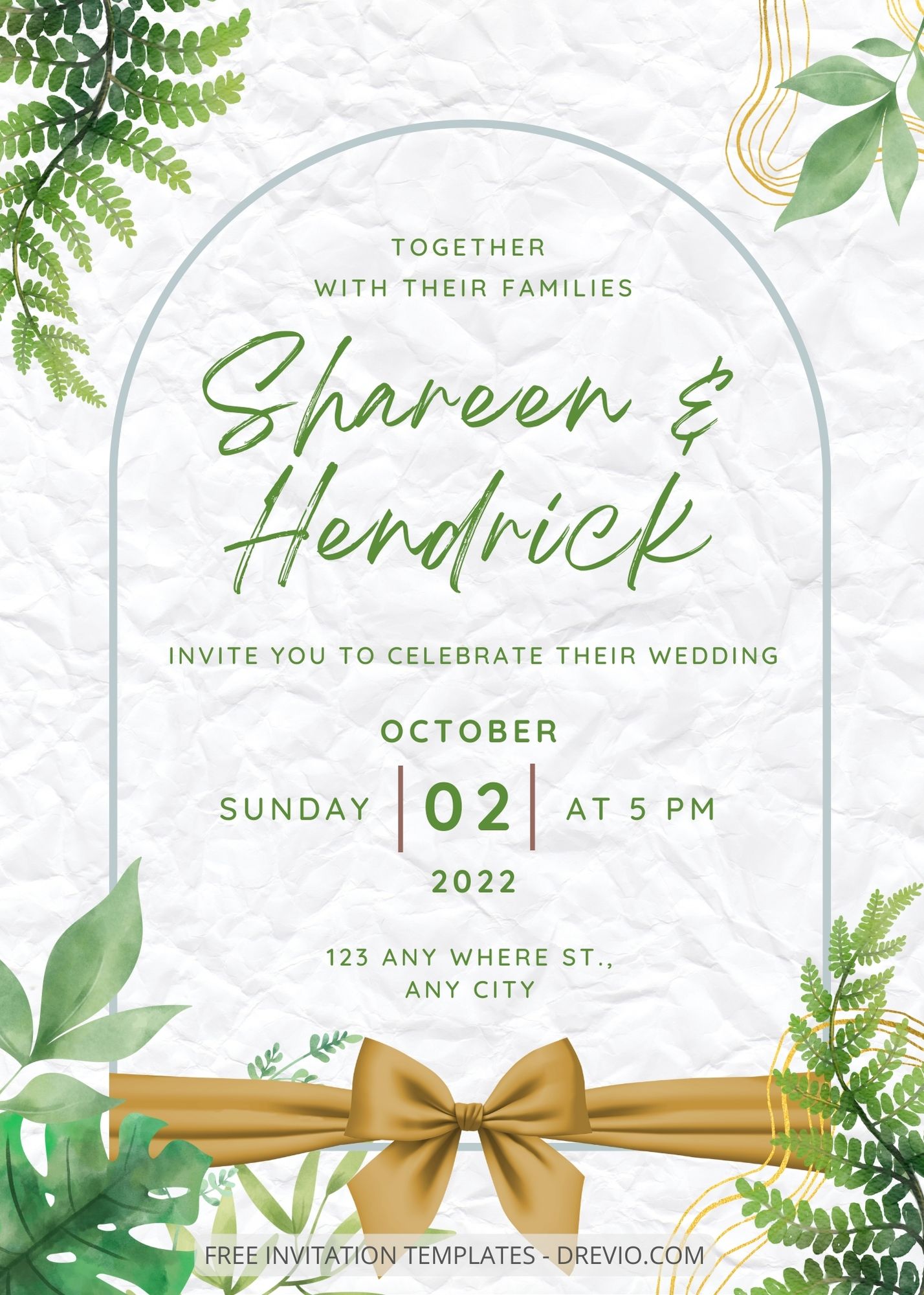( Free ) 8+ Elegance Greenery Canva Wedding Invitation Templates