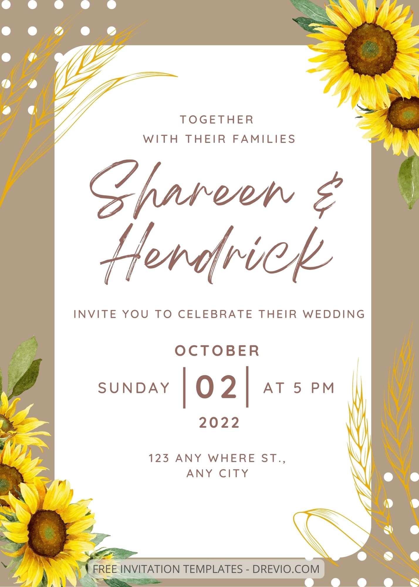 ( Free ) 8+ Happy Sunflower Canva Wedding Invitation Templates