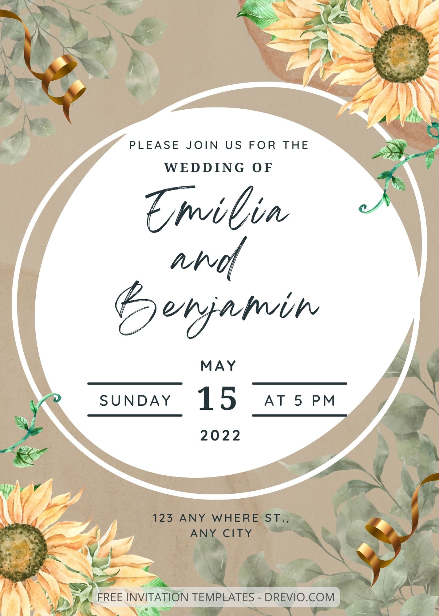 ( Free ) 8+ Sunflower Party Canva Wedding Invitation Templates