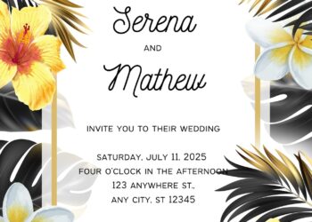( Free ) 8+ Tropical Forest Canva Wedding Invitation Templates