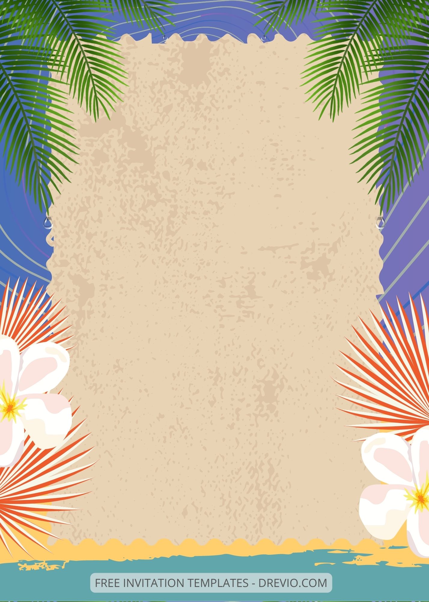 ( Free ) 9+ Tropical Beach Canva Wedding Invitation Templates FIve