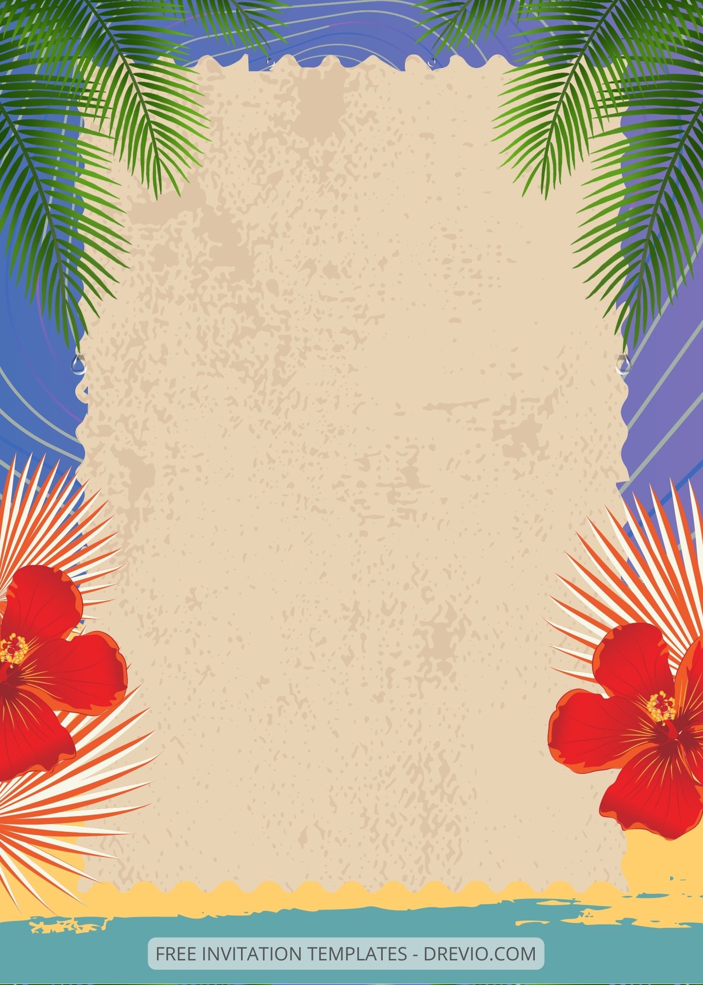 ( Free ) 9+ Tropical Beach Canva Wedding Invitation Templates Six