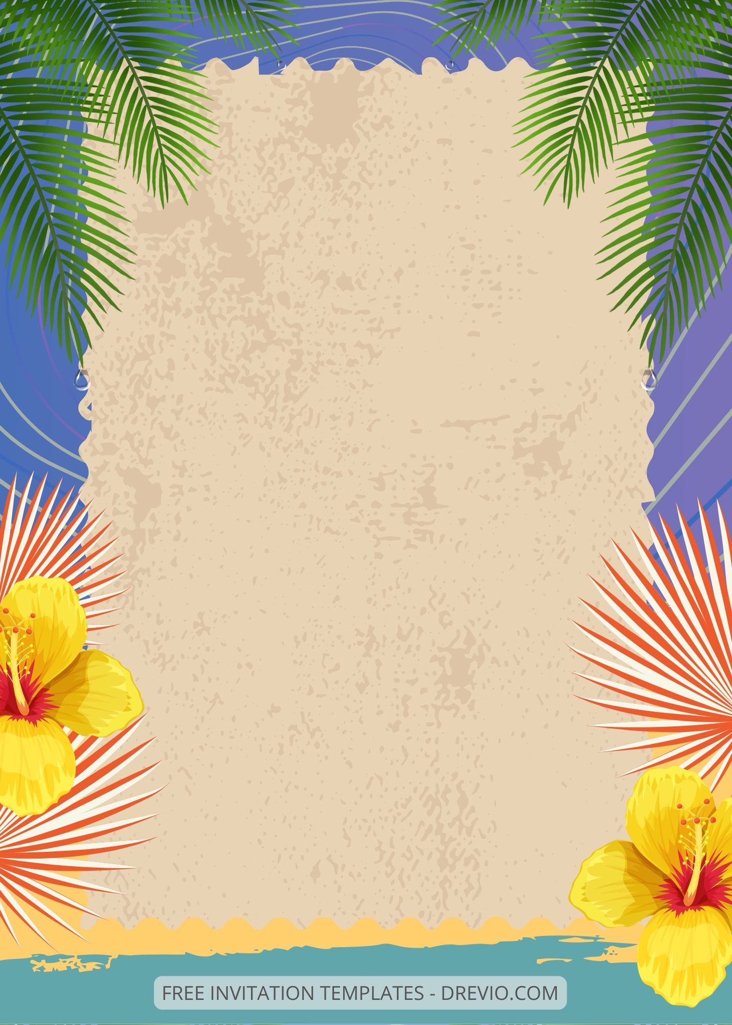 ( Free ) 9+ Tropical Beach Canva Wedding Invitation Templates Three