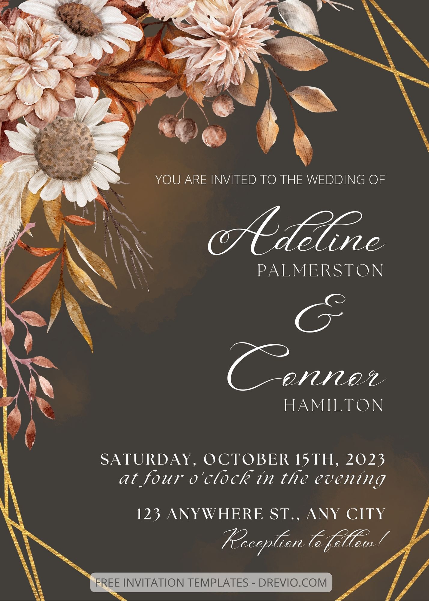 ( Free ) 9+ Vintage Autumn Canva Wedding Invitation Templates