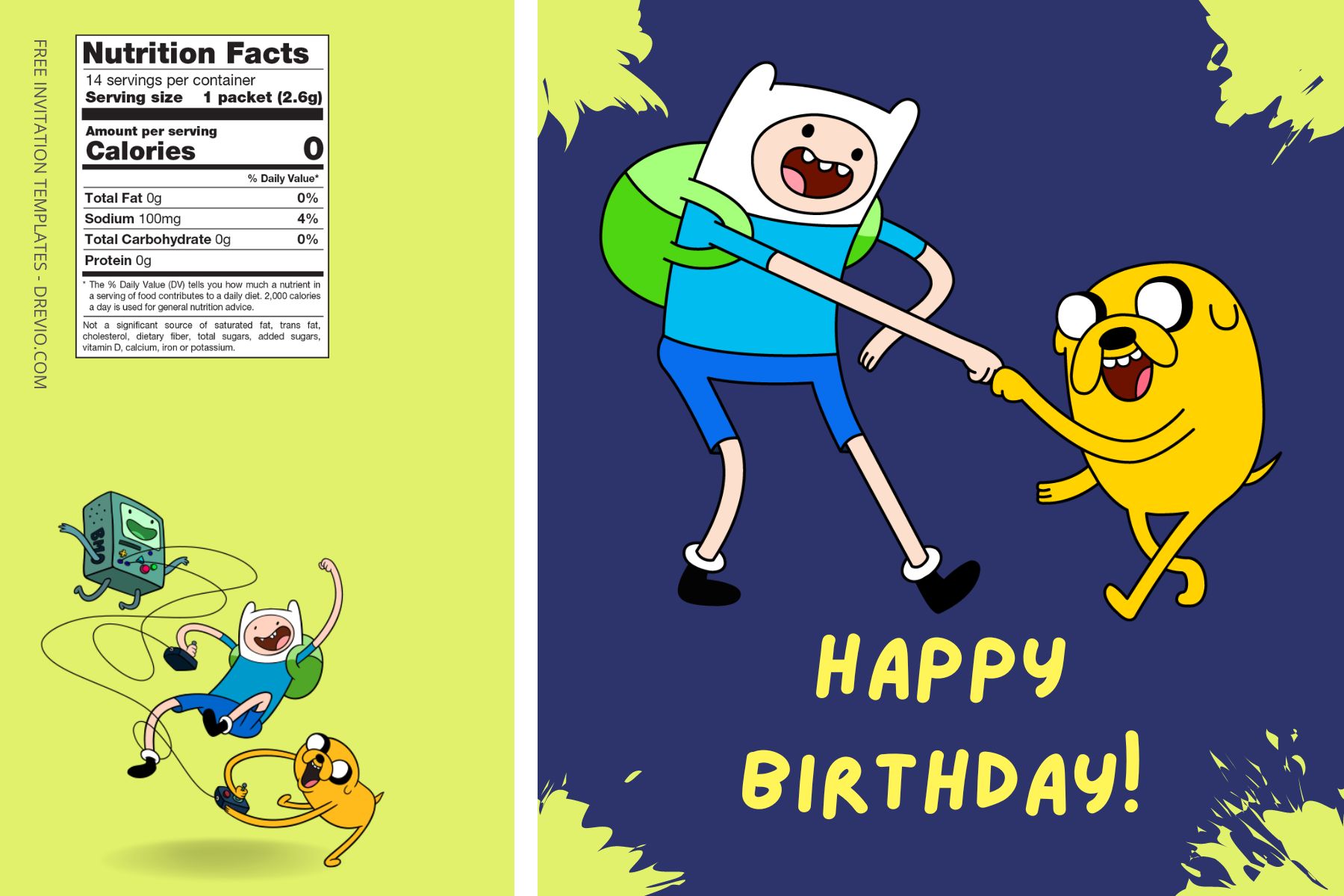 (Free) Adventure Time Canva Birthday Water Bottle Labels Five