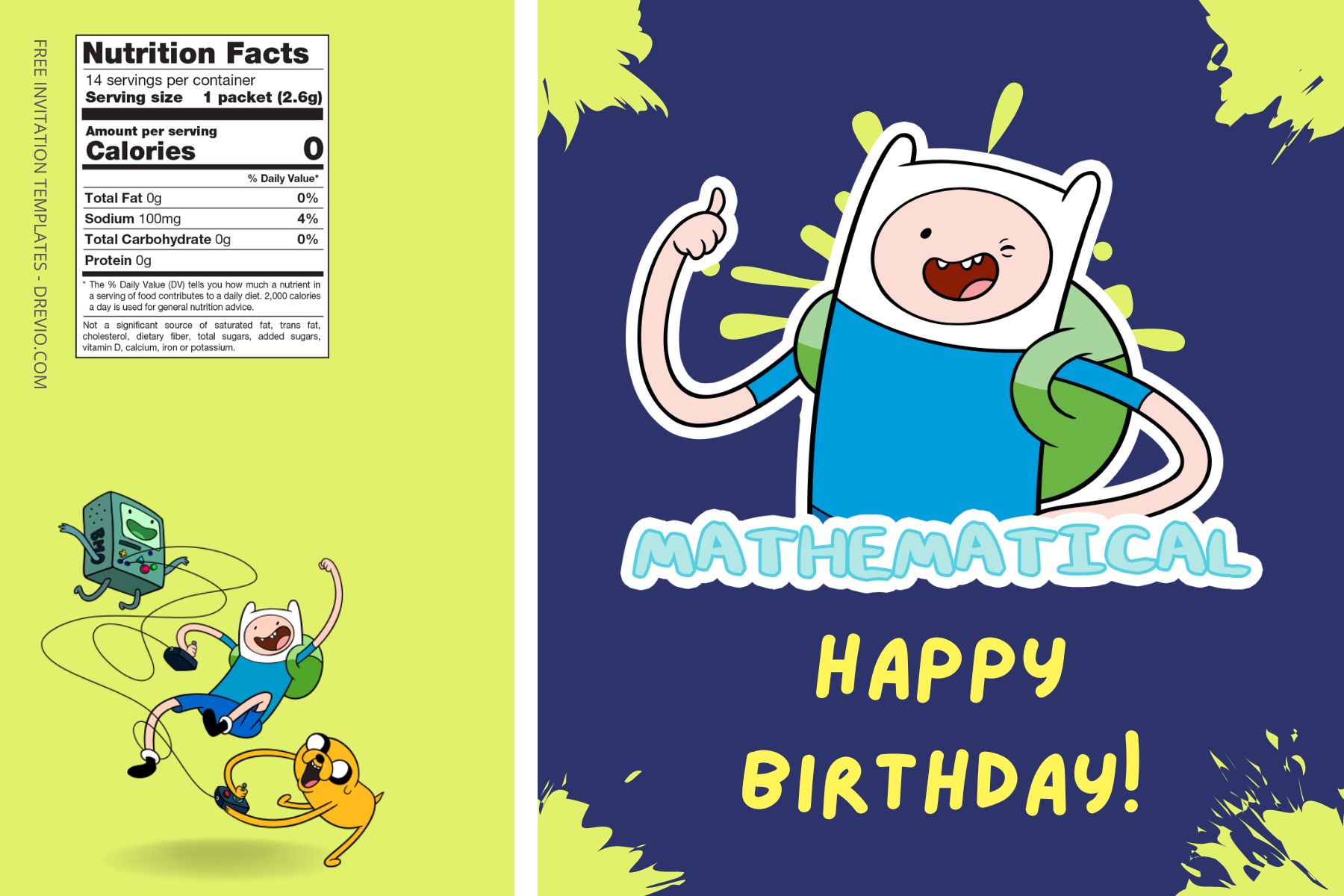 (Free) Adventure Time Canva Birthday Water Bottle Labels One