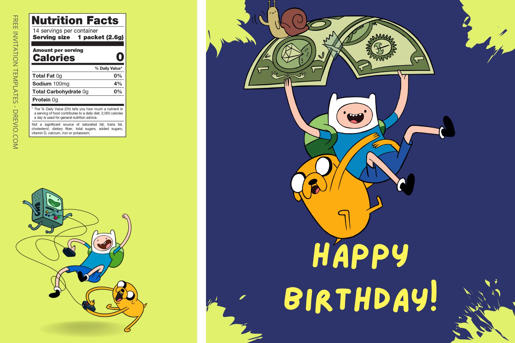 (Free) Adventure Time Canva Birthday Water Bottle Labels Seven