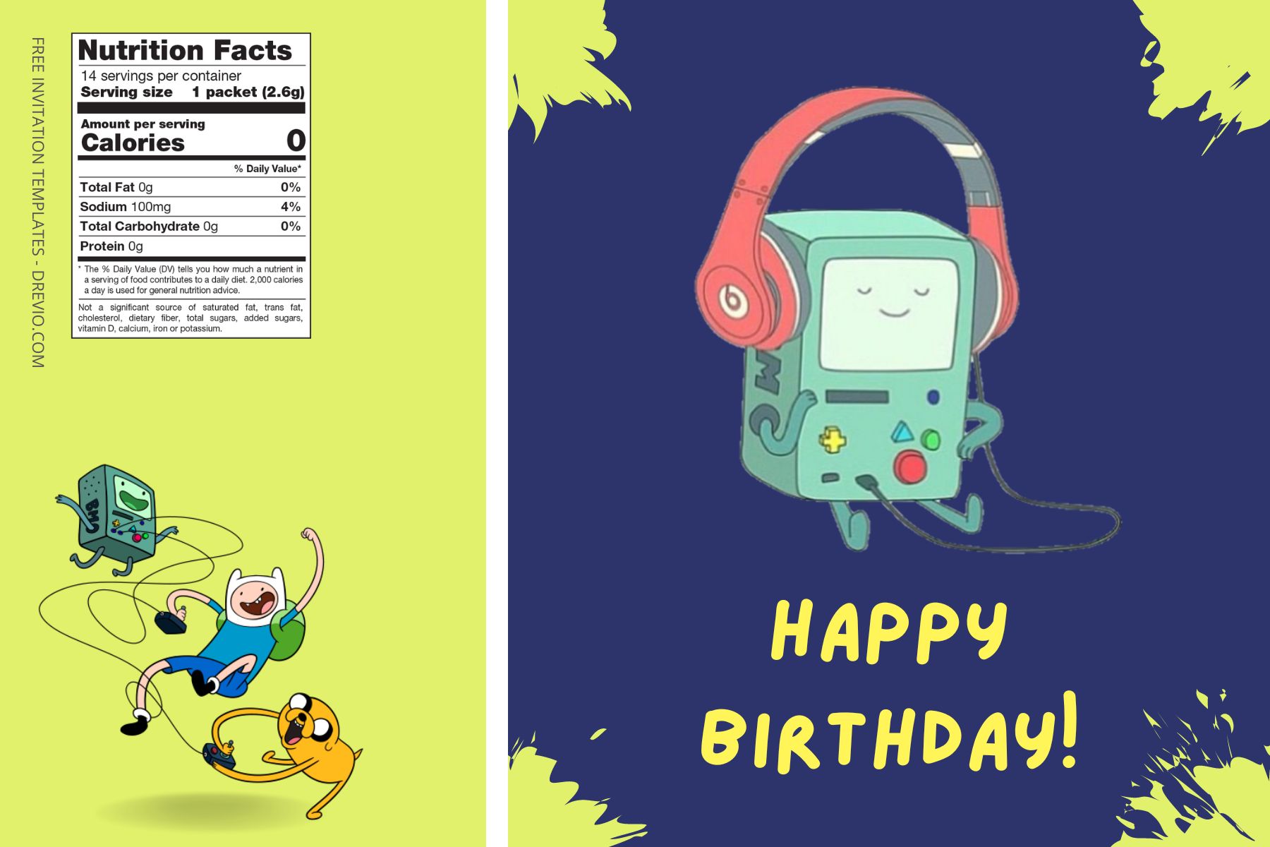 (Free) Adventure Time Canva Birthday Water Bottle Labels Six