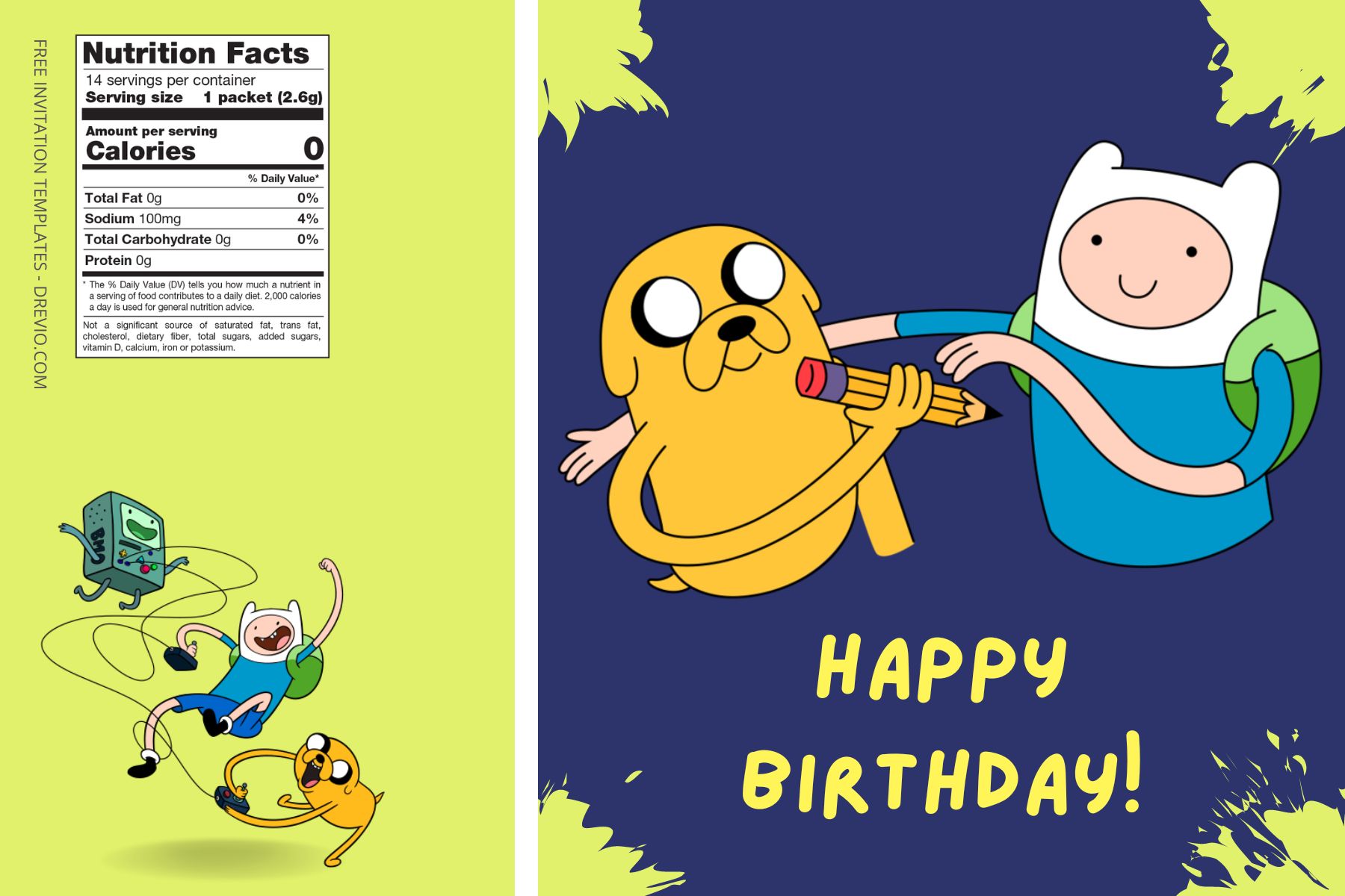 (Free) Adventure Time Canva Birthday Water Bottle Labels Two