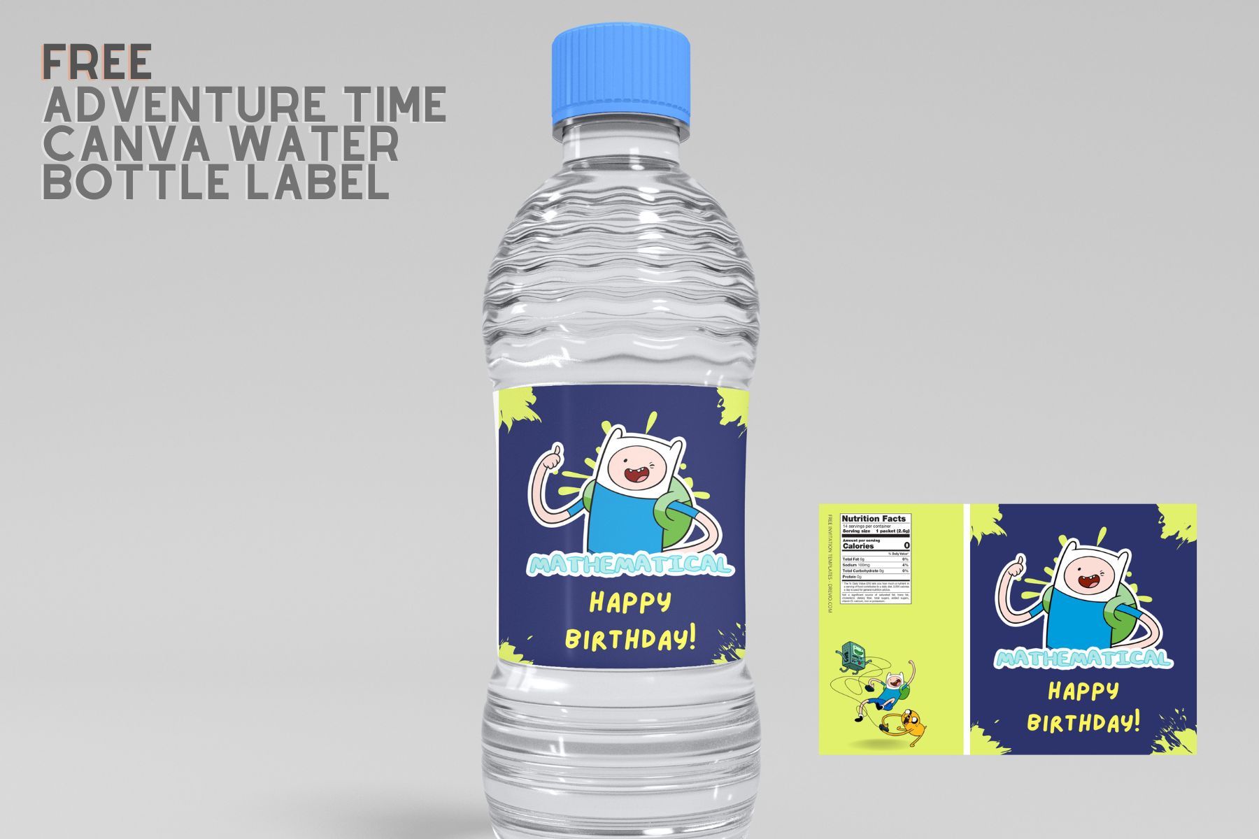 (Free) Adventure Time Canva Birthday Water Bottle Labels