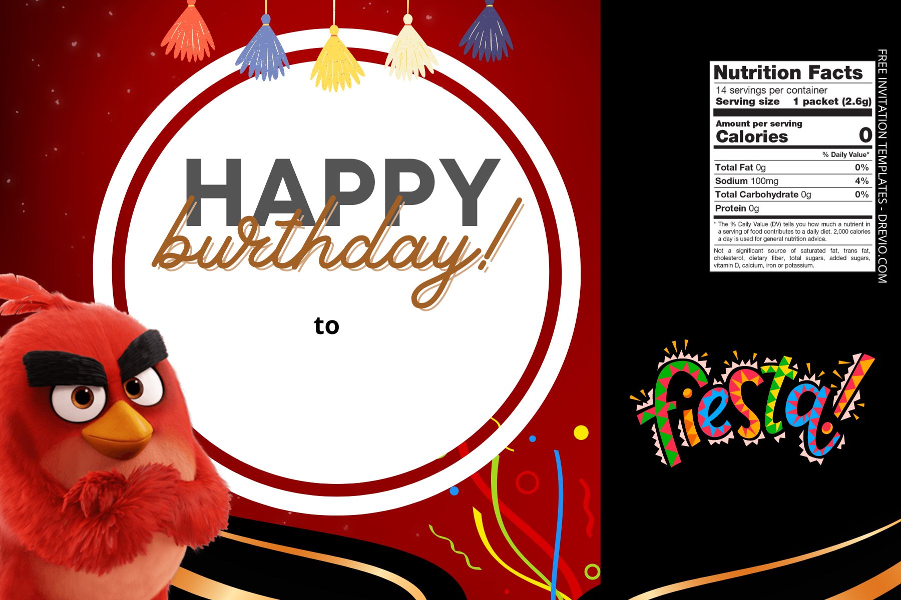 (Free) Angry Birds Canva Birthday Water Bottle Labels Five