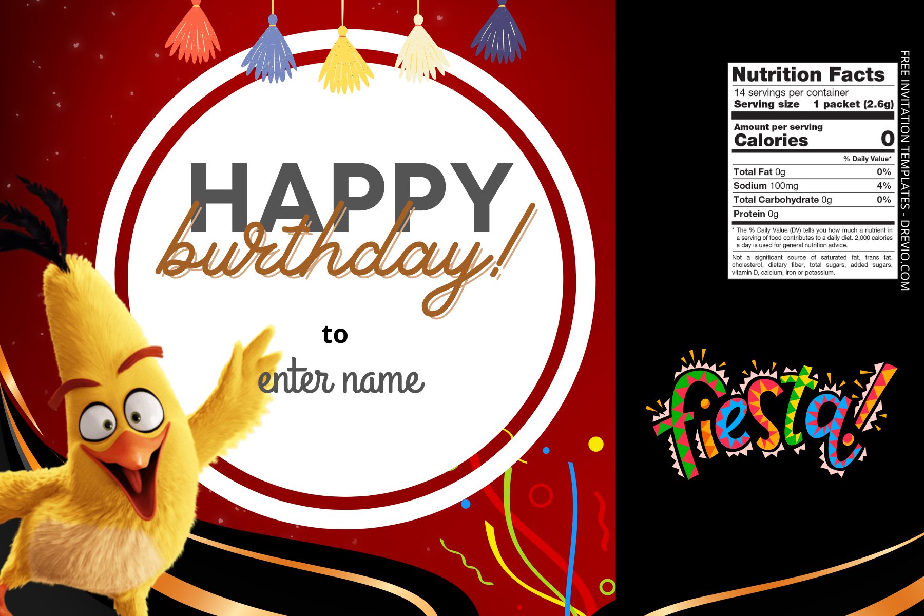 (Free) Angry Birds Canva Birthday Water Bottle Labels One