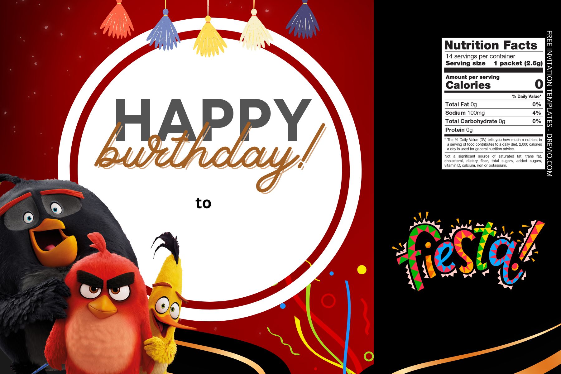 (Free) Angry Birds Canva Birthday Water Bottle Labels Seven